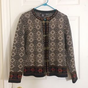 vintage geometric pattern wool cardigan